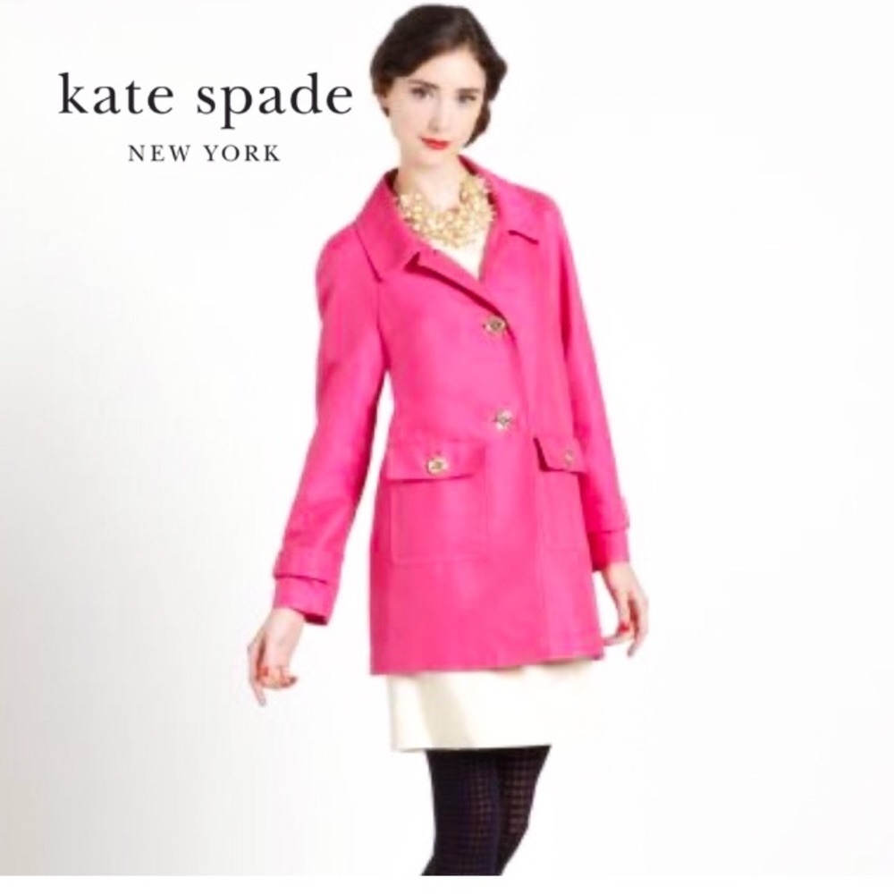 NWT Kate Spade pink fall trench coat / jacket with gold buttons